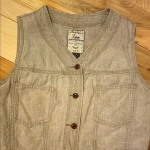 Denim Sleeveless Vest with Button Closure
